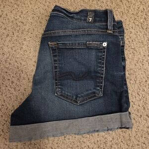 7 For All Mankind Rolled Cuffed Denim Jean Shorts 7FAM Sz 25